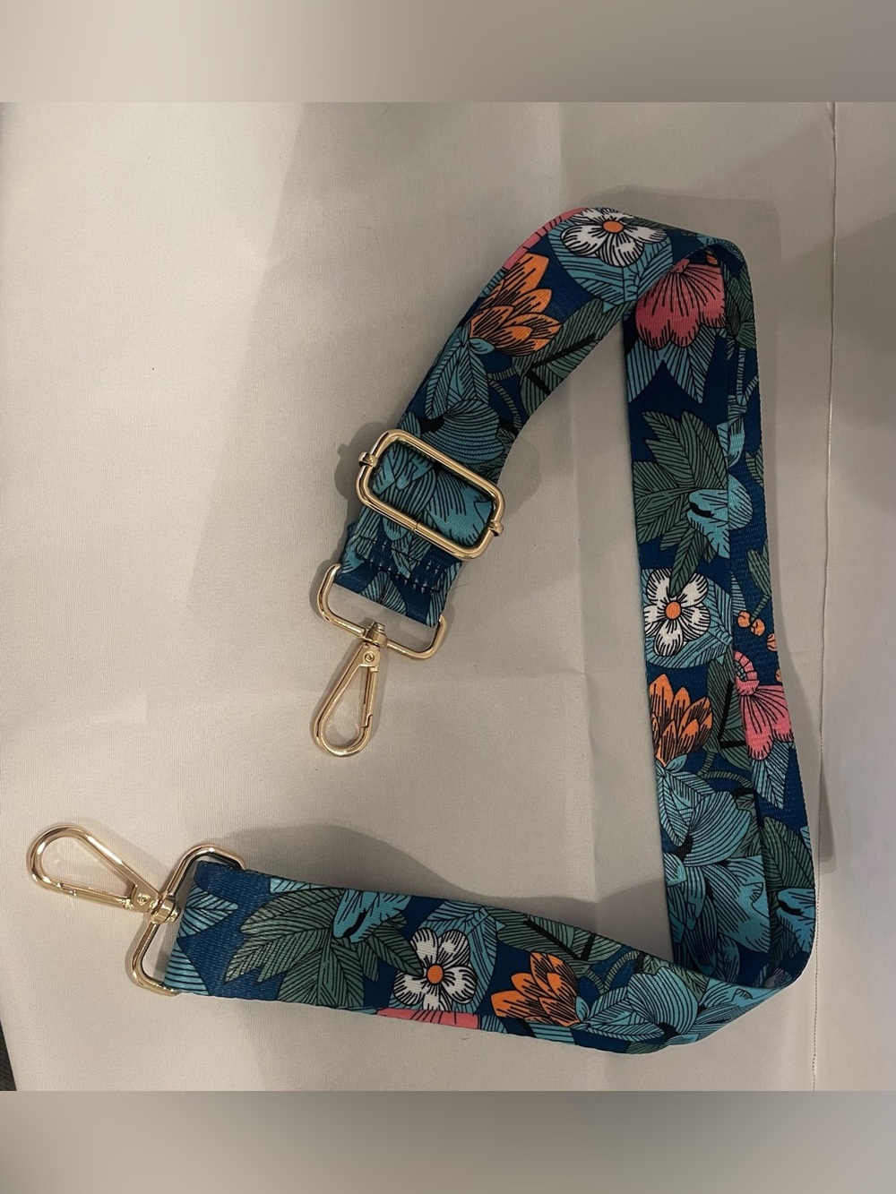 NEW Floral Crossbody Bag Strap, Gold Hardware Adjustable Wide Purse Replacement